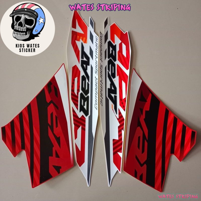 Striping Decal Polet Sticker honda beat fi sporty 2021 merah putih stiker list motor standar kualita