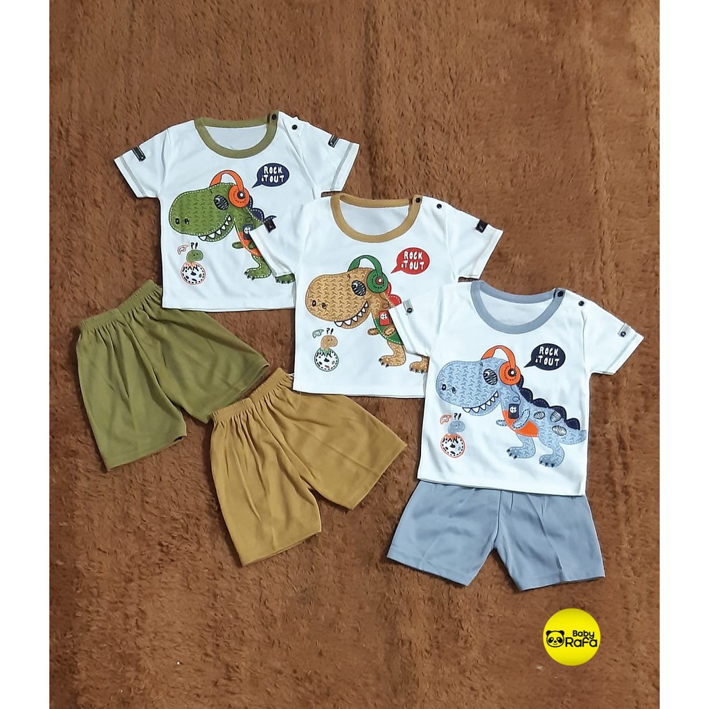 Setelan Pendek Baju  Bayi  Laki laki size 6 12 Bulan Merk  