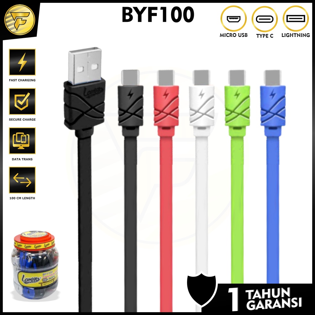 Kabel data B100 Fast Charging Lightning Type C Micro USB 1 meter kabel cas charger HP powerbank speaker tws dll