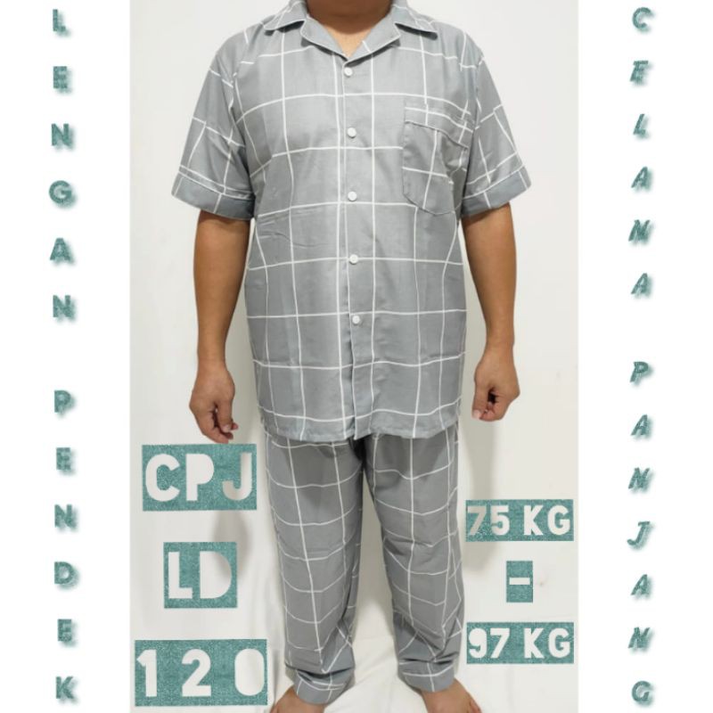 BAJU TIDUR COWOK ALL SIZE / JUMBO / SET / KATUN DELUXE / STELAN CELANA PANJANG LENGAN PENDEK PIYAMA