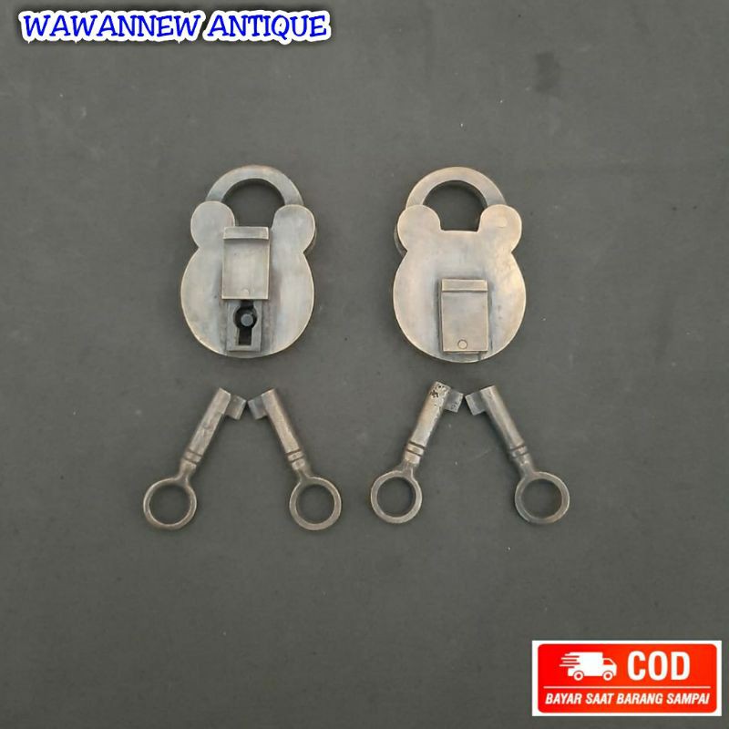 Kunci Gembok Pintu Rumah Pagar Kuningan Antik Murah Motif Polos 6cm