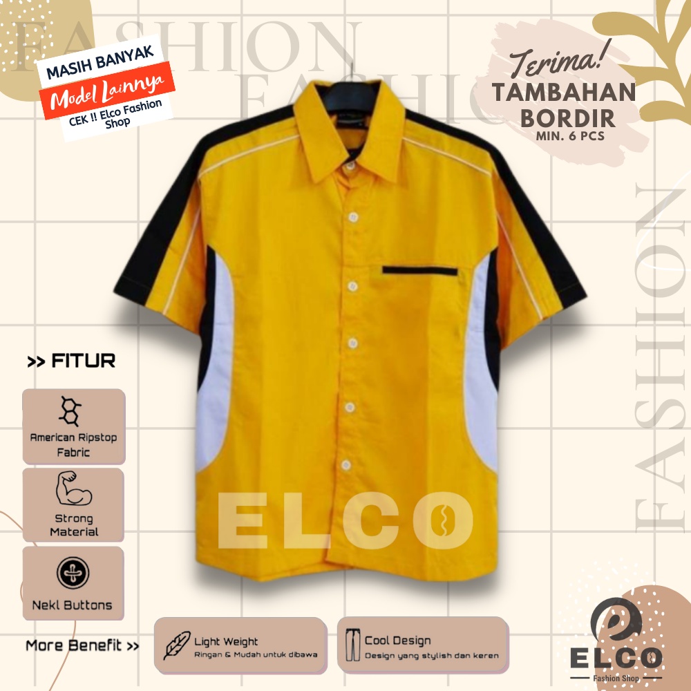Baju seragam kerja kemeja lengan pendek baju pdh kuning kmb hitam putih seragam kantor kemeja kombin