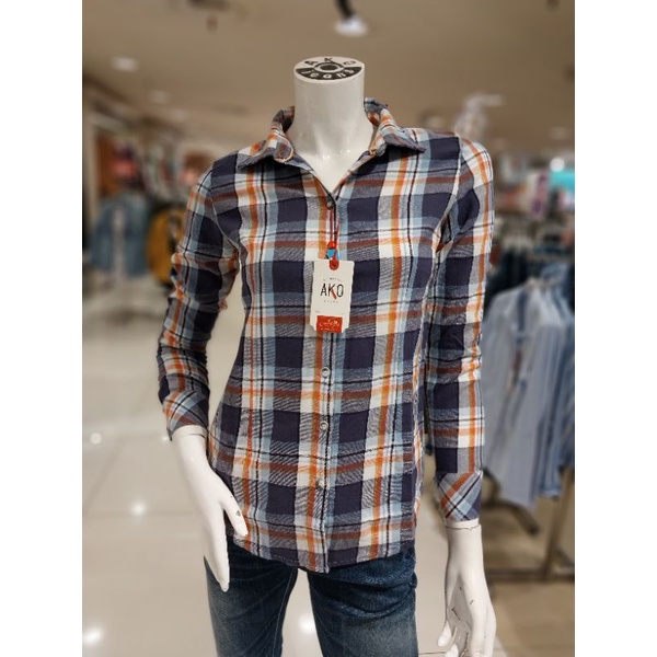 Kemeja Kotak Ako Jeans Orange Check