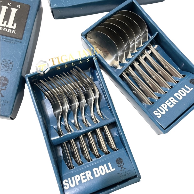 Garpu Sendok Makan DOLL / Garpu Sendok Mini Dessert Super Doll