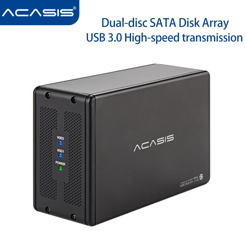 Casing Harddisk SSD Dual SATA 3.5&quot; USB 3.0 RAID Enclosure Case ACASIS