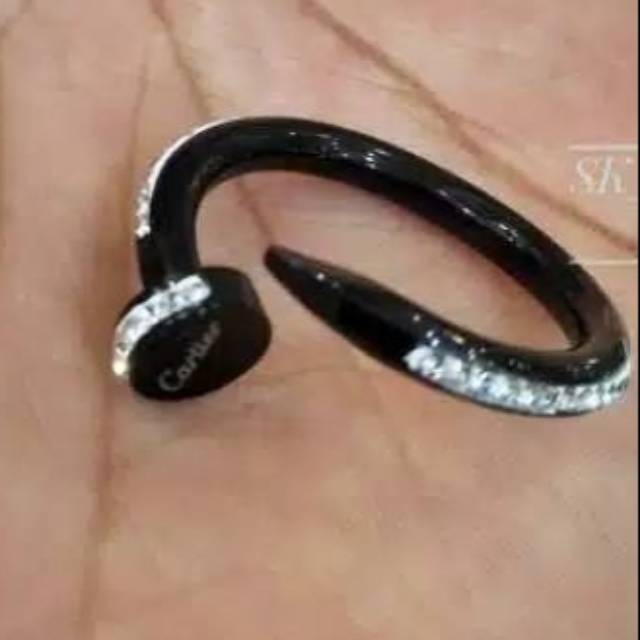 Cincin Cartier Paku Mata Titanium Hitam, New