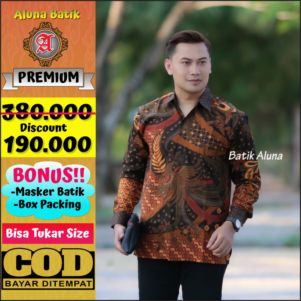 Baju Kemeja Batik Pria Premium Lengan Panjang Aluna Batik Sragen Original PCW 091