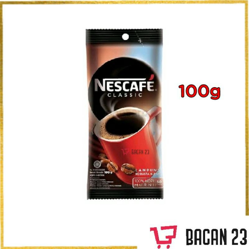 Nescafe Classic Robusta (50gr -100gr) / Kopi Hitam Bubuk Kemasan Saset / Bacan 23 - Bacan23