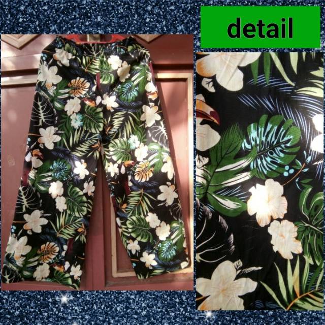 celana kulot motif warna hijau