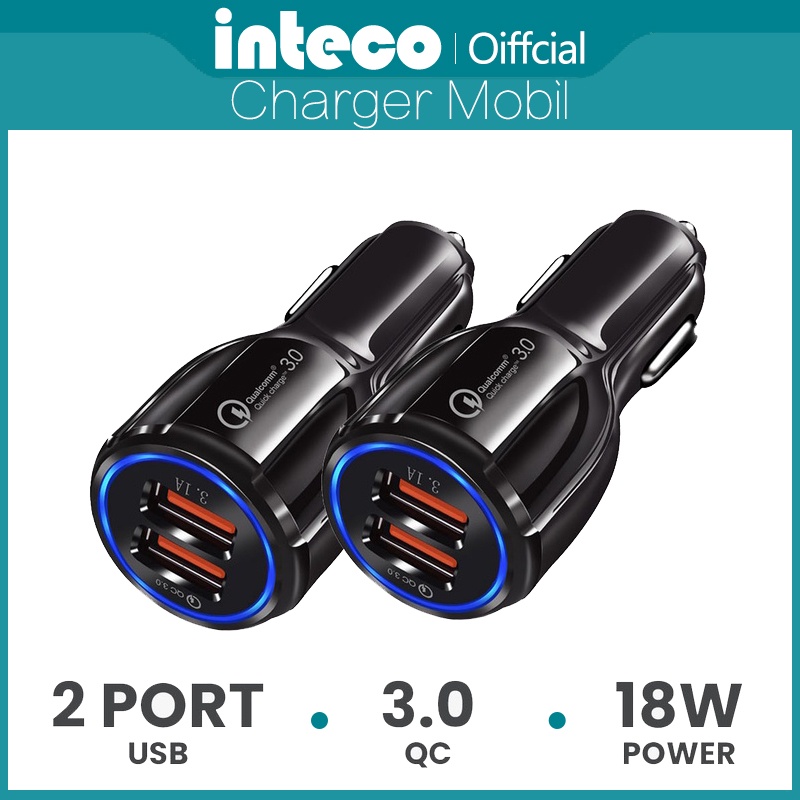 2 Port Charger Mobil Fast Charging Tahan Lama QC3.0 3.1A