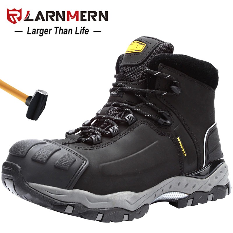 LARNMERN Steel Toe Safety Boots Men Silp Resistant Static Dissipative Puncture Proof Shoes