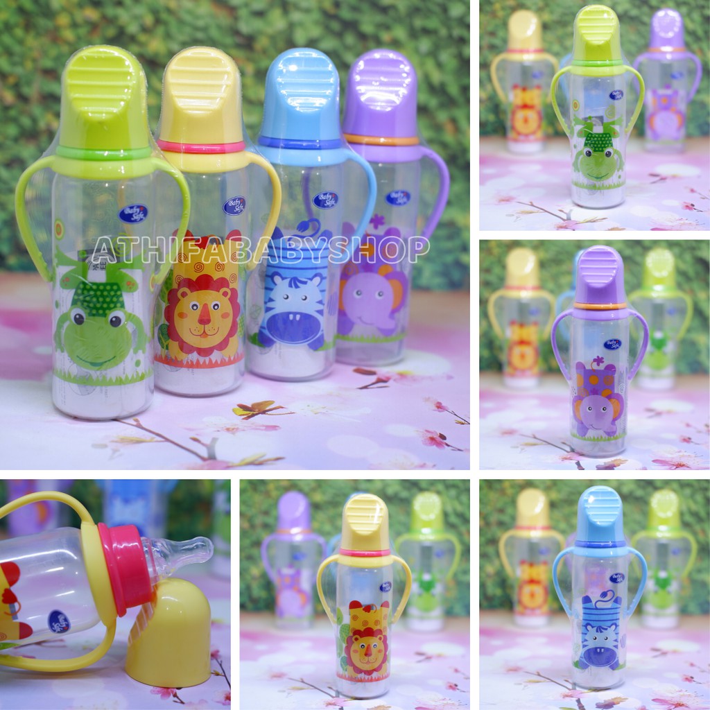 Baby Safe Feeding Bottle 250ml Botol Susu Bayi Baby Gagang  Pegangan Dot ASI Anak Karakter