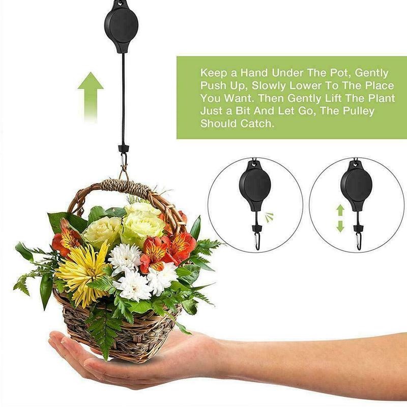 [Liftable Telescopic Flower Basket Hook] [Retractable Pulley Drop-down Flower Pot Hanging Basket Hook] [Hanging Plant Pot Hook]