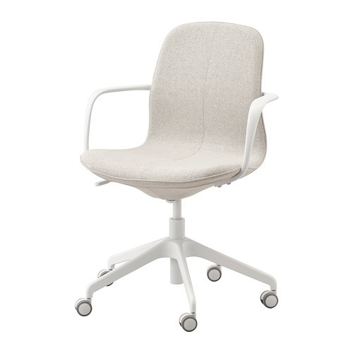 IKEA- LANGFJALL Kursi kantor dgn sndrn tangan- Gunnared krem/putih