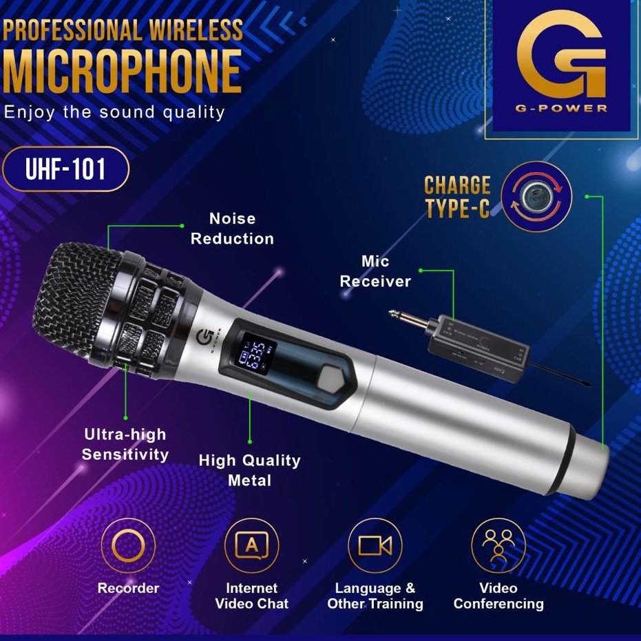 G-POWER PROFESSIONAL WIRELESS MIC 101-USB/VHF/UHF - VARIAN MIC