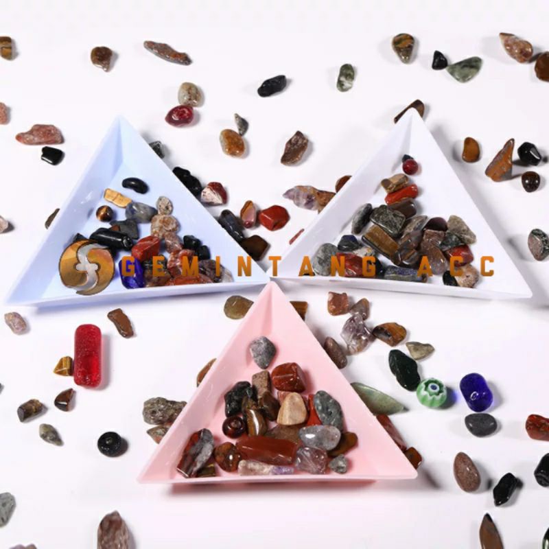 Wadah Foto  Tempat Manik-manik Aksesoris TRIANGLE &amp; ROUND PLATE Tatakan Wadah Rhinestone Gemstone Nail