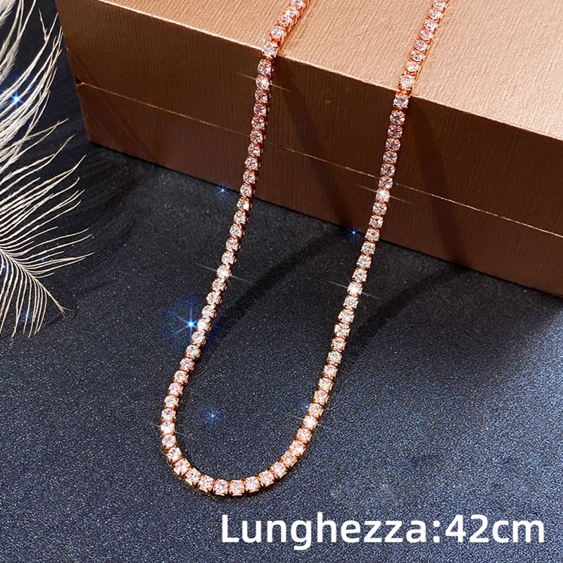 Kalung Rantai Choker Hias Full Paved CZ Berkilau Serbaguna Untuk Wanita