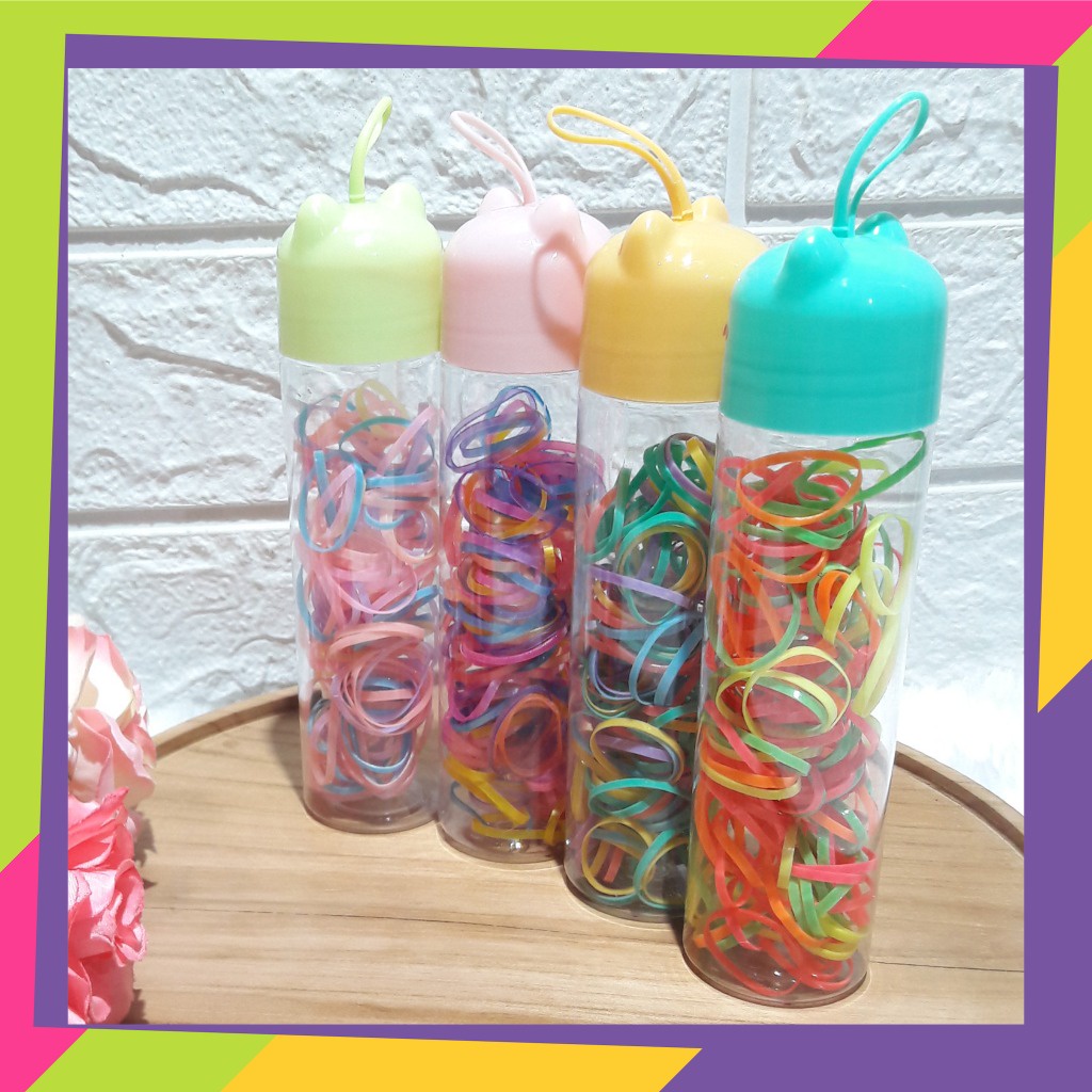 1411 / Karet Jepang ikat rambut  / Kemasan botol karakter lucu