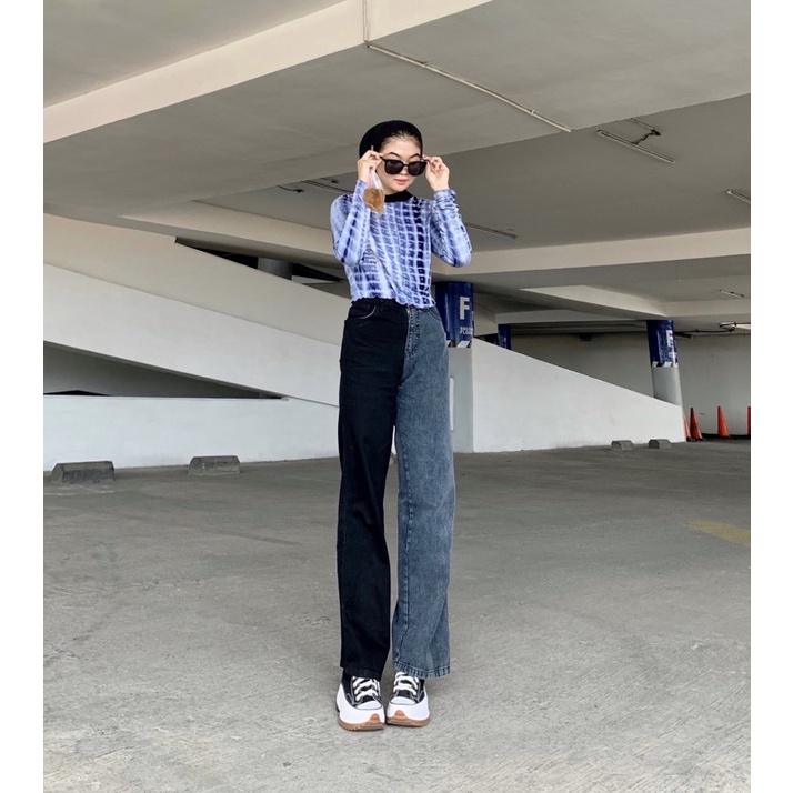 OSSO JEANS - FIONA KULOT JEANS WARNA TWOTONE