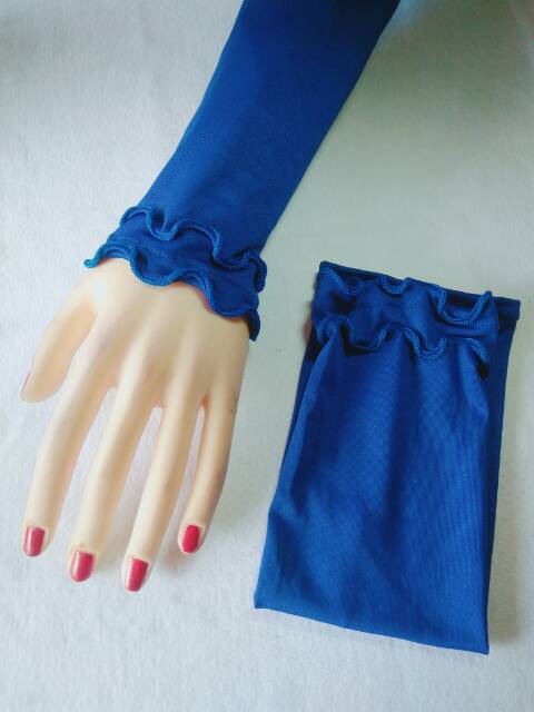 Handsock curly 2 layer senada+combi/handsock jempol /manset tangan wanita /gamis /syari