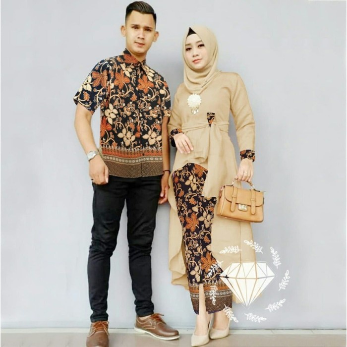 Batik / Muslim Wanita Couple Pria Pesta Kondangan kekinian Kapelan Nikahan Cowok cewek Baju Pesta 2022 Baju Couple Kekinian Baju Cople Ramadhan