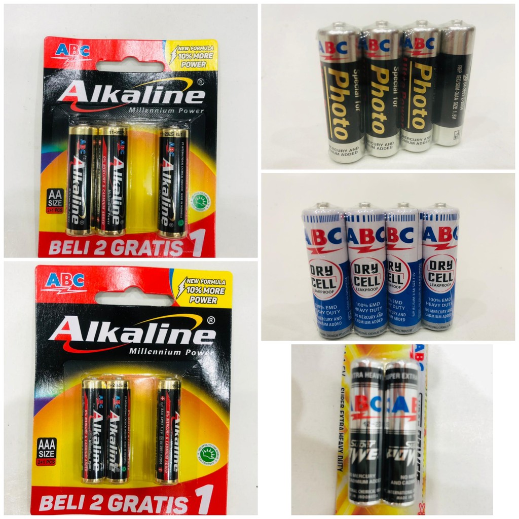 Jual BATERAI ABC AA/BATERAI ALKALINE AAA Indonesia|Shopee Indonesia