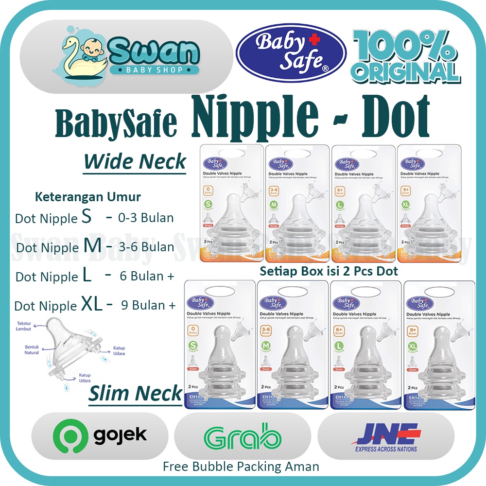 Baby Safe Double Valves Nipple Wide Neck / Slim Neck