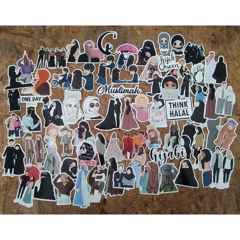 

70 Pcs / Sticker Hijab Hijabi / Anti Air / Sticker Aesthetic / Sticker Journal / Sticker Thmblr / Sticker Helm