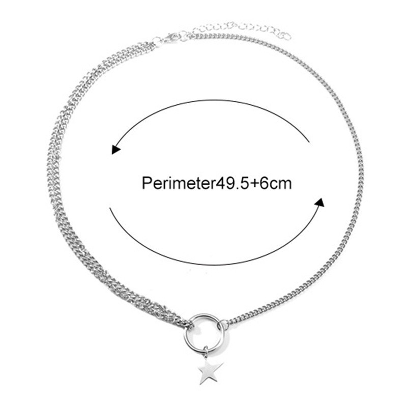 Punk Stainless Steel Wang Yibo Same Necklace Five Pointed Star Round Circle Pendant Hipster Hip Hop Guys Rock Necklaces Jewelry|Chain Necklaces