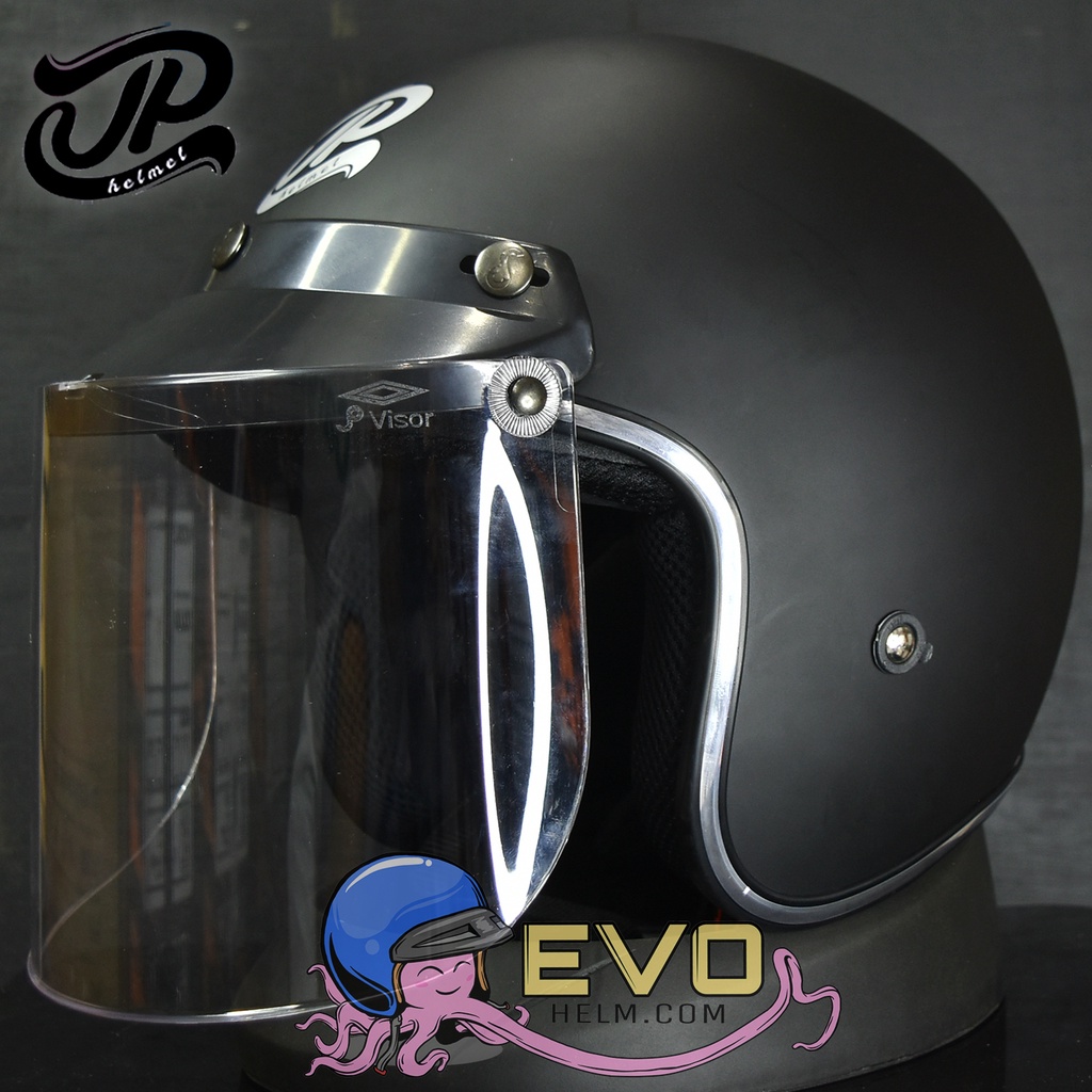 HELM BOGO JPX_JP NEW BIGIE_SOLID - BLACK DOFF + KACA