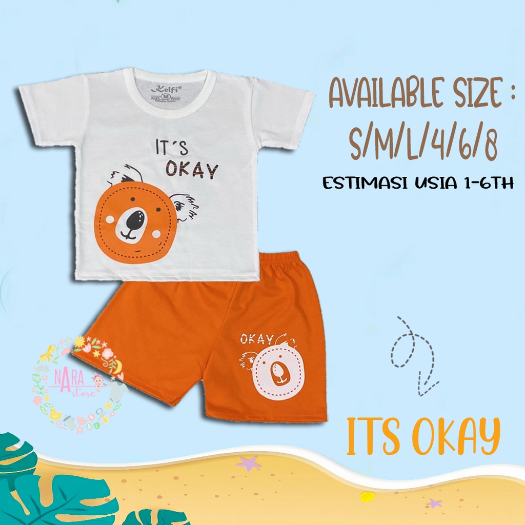 Setelan Anak Cowok 1-8 tahun The Hobby Series/Setelan Anak Kelfi/baju anak murah/Baju anak laki-laki-koala orange