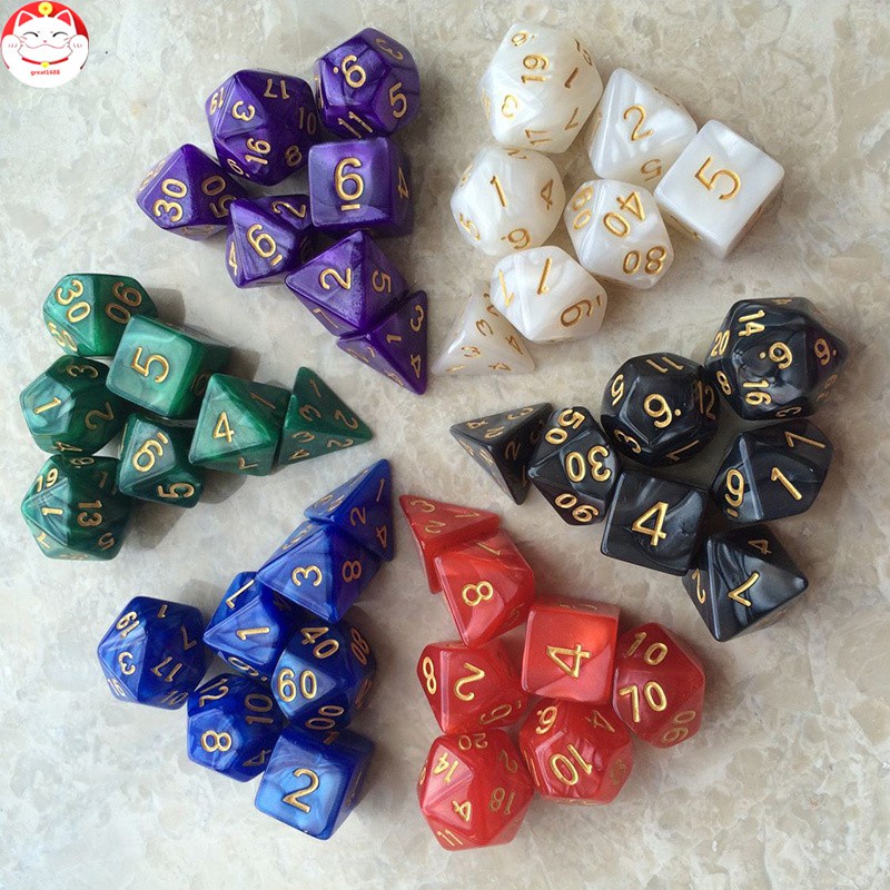 7 Pcs / Set Dadu Polihedral Warna-Warni Dengan Angka Untuk Bermain Peran