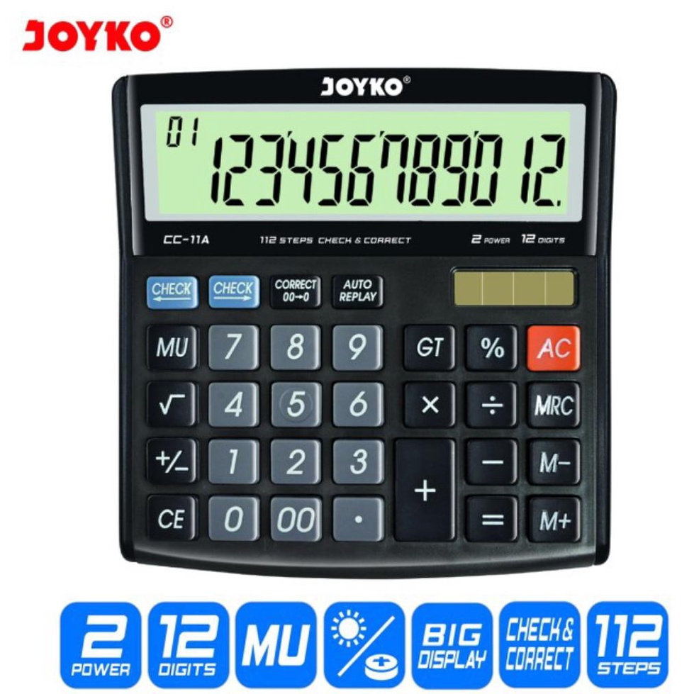 

Calculator Kalkulator Joyko CC-11A 12 Digit Check / Calculator Joyko CC-11A