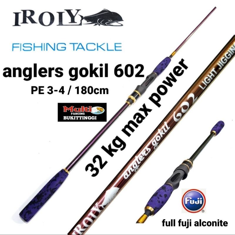 joran jigging iroly anglers gokil 602  (180 cm) solid carbon PE 2-3