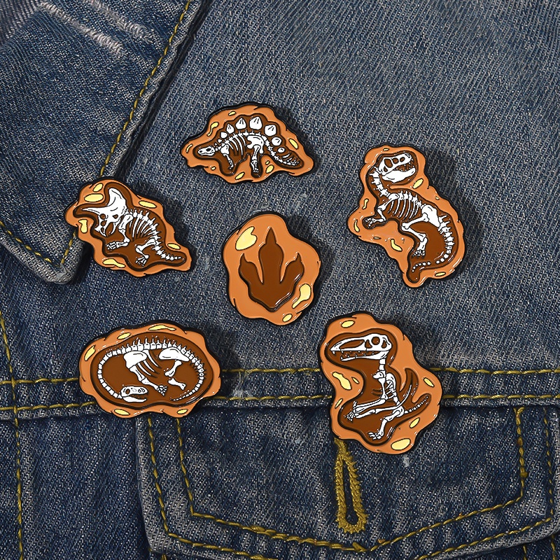 Bros Pin Enamel Desain Kartun Dinosaurus Fossil Gaya Kuno Untuk Hadiah Anak