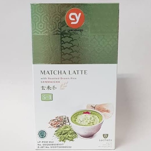 [HALAL] CY Matcha Latte GENMAICHA 3in1 280gr With Roasted Brown Rice Macha Green Tea