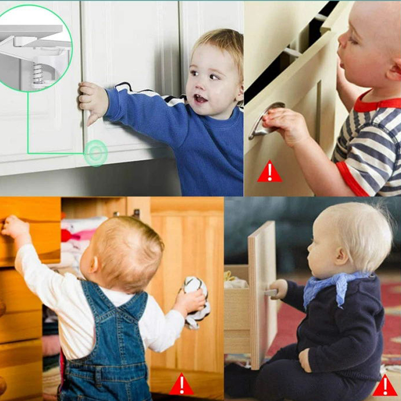 Pengaman Anak Kunci Laci Pengaman Pintu Lemari Multi Fungsi Perangkat Loker Spring Lock Protection Invisible