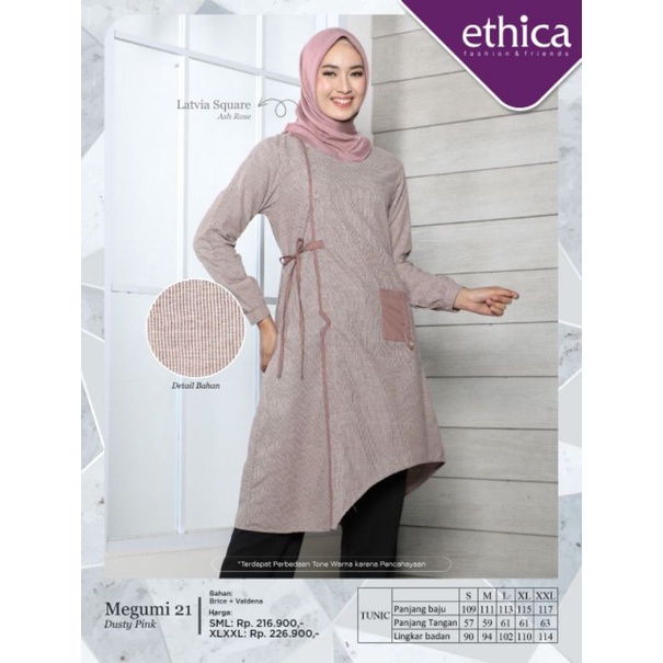 ATASAN TUNIK ETHICA MEGUMI 21 DUSTY PINK MEGUMI 21 GREY