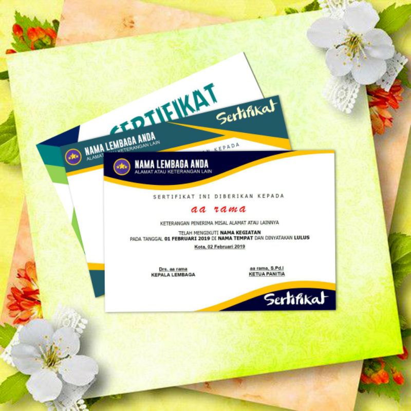 

Cetak Sertifikat / Piagam / Size a4