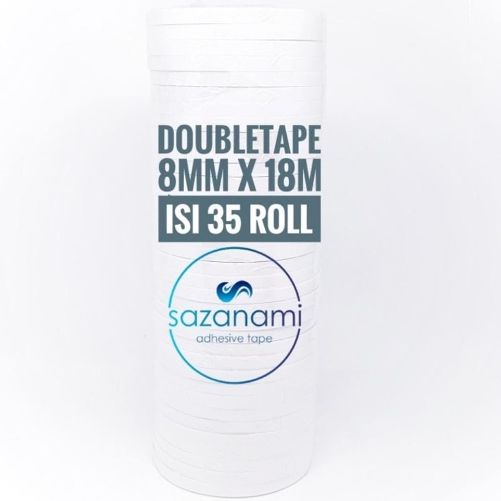 

TERMURAH DOUBLE TAPE 8MM x 18 METER DOUBLETAPE KERTAS PUTIH SAZANAMI ISI 35ROLL