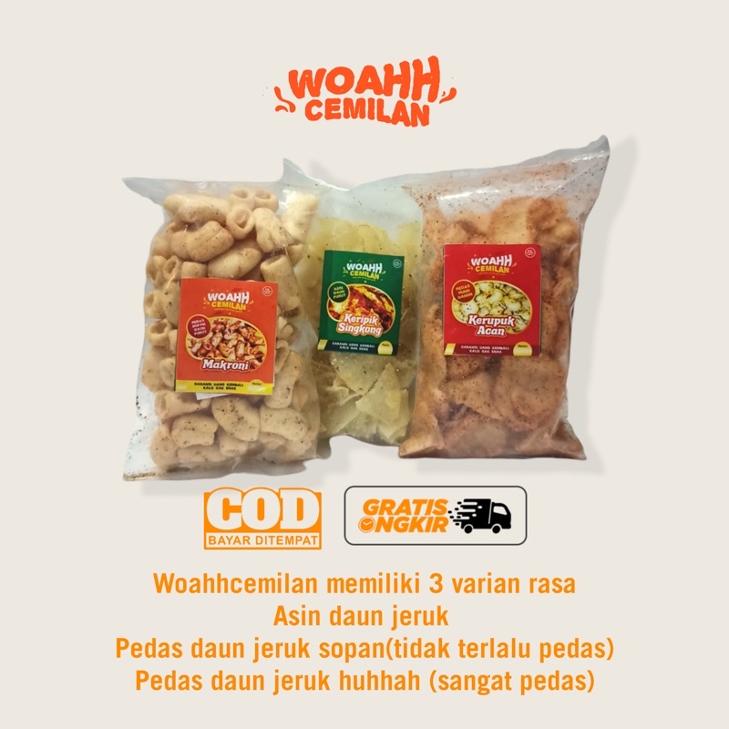 woahhcemilan/aneka cemilann/makanan ringan/keripik/basreng/makaroni/jajanan/ukuran sedang-3