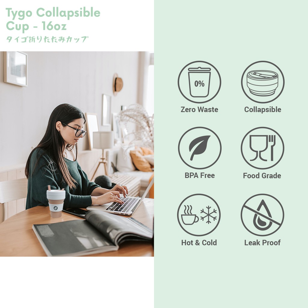 TYGO COLLAPSIBLE CUP BIGGIE CUP TANPA LOGO (Gelas Lipat - Travel Cup) 16Oz - Iron Grey