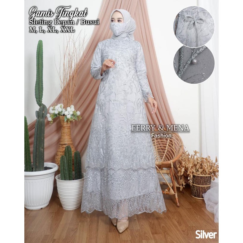 Kebaya Modern Gamis Tulle Tingkat Lavender Dan Warna Lain