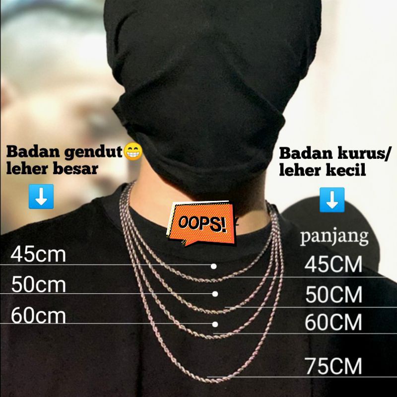 Kalung Titanium Bulat Anti Karat perak emas