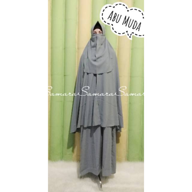 Gamis Polos set Cadar Coklat Tua