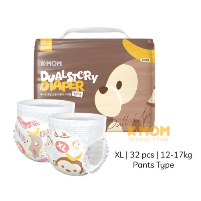 K-MOM DUAL STORY DIAPER XLARGE PULL UP (PANTS) 32pcs