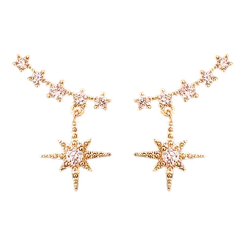 Anting Kristal Bentuk Bintang Gaya Korea Klasik Untuk Wanita