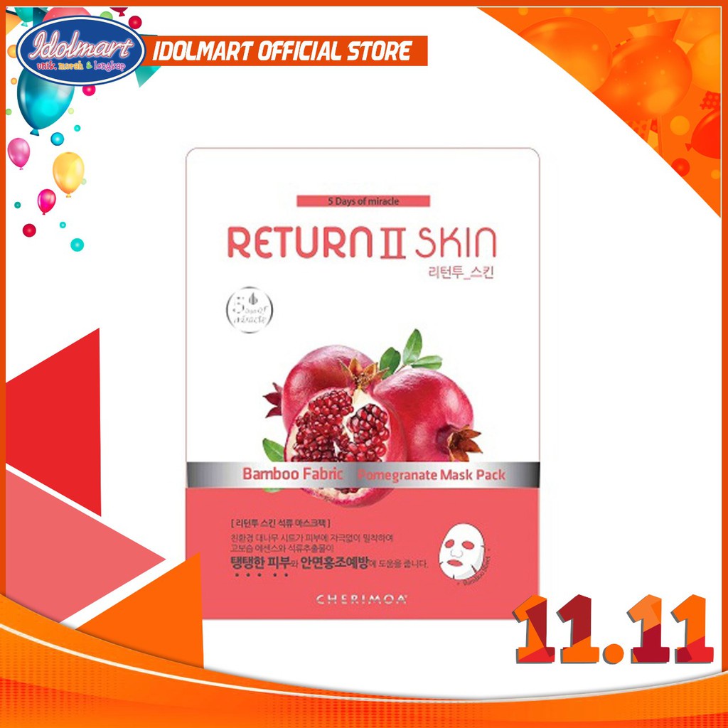 IDOLAKU Masker Return II Skin Pomegranate Sheet Mask Pack Original Kosmetik Skin Care Skincare Kore