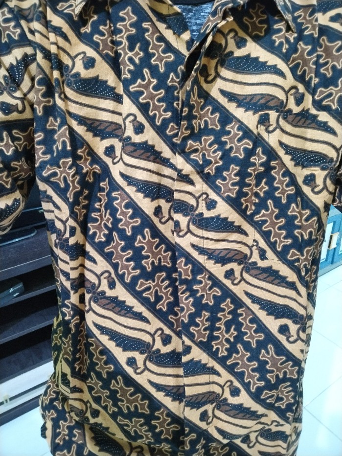 Kemeja Batik Pria Lengan Panjang Size M L Xl Xxl  Bswart Batik Hrb026 Kenongo Hem Panjang Pad