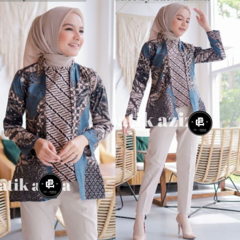 tey-17 Batik Wanita ASJ SA HRB026 Kenongo Kemeja Tosca Pendek-1